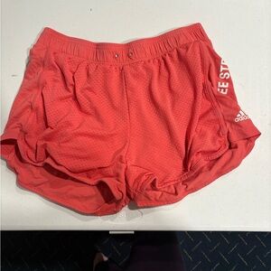 adidas Women’s Coral-Red Athletic Shorts with Side Logo